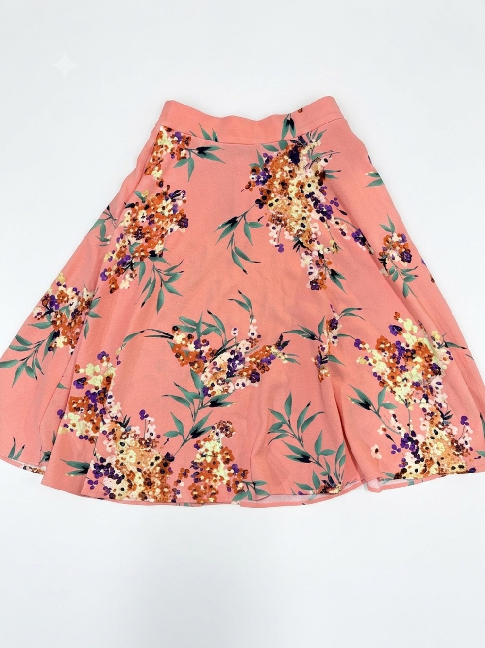 eva mendes for New York & Company Coral Floral A-Line Skirt Size 2